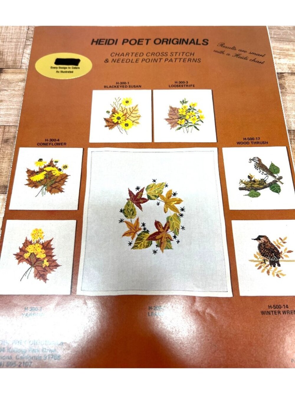 Heidi Poet Charted Cross Stitch & Needlepoint Patterns Floral & Bird Designs